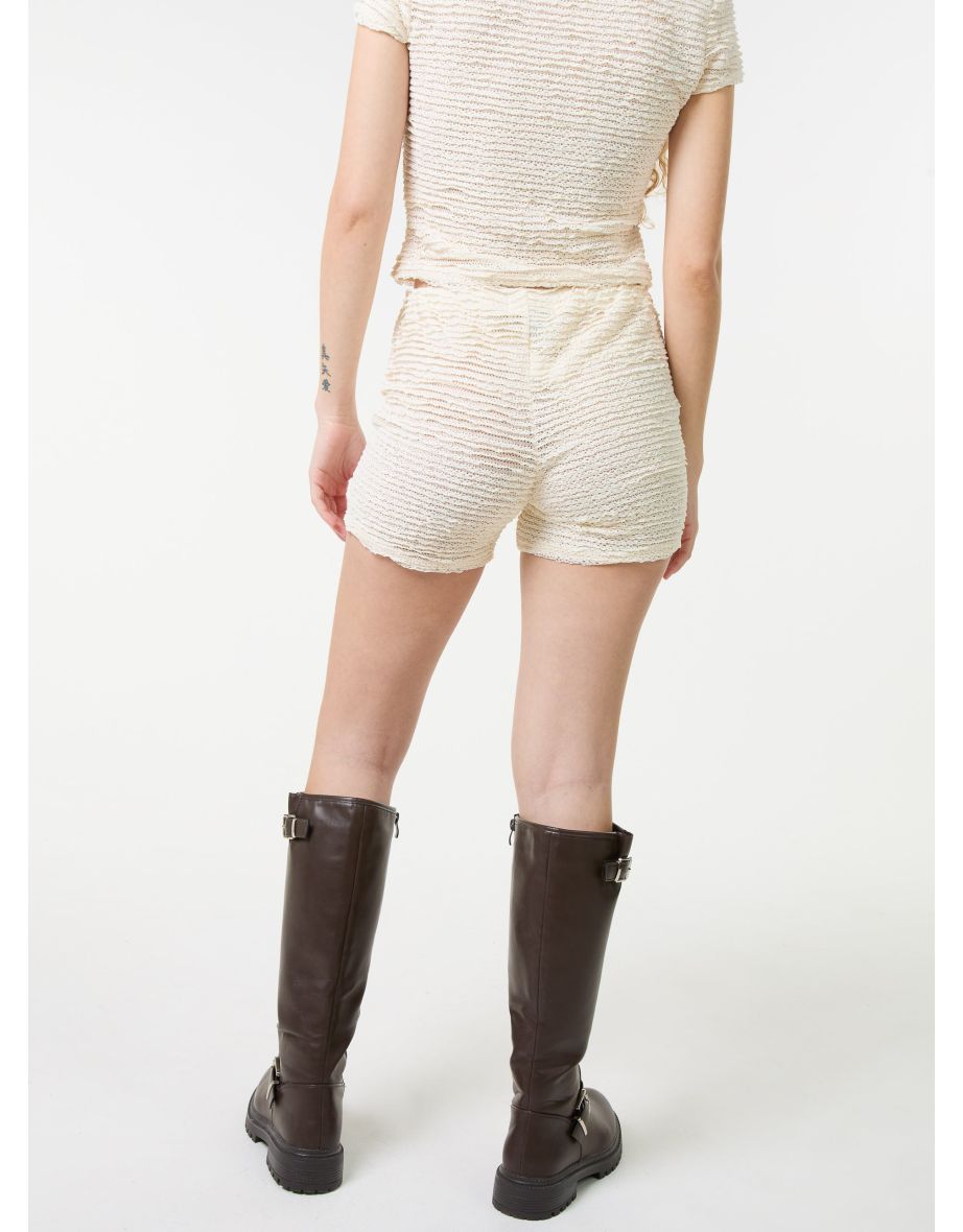 Textured Stretch Mini Shorts - 3