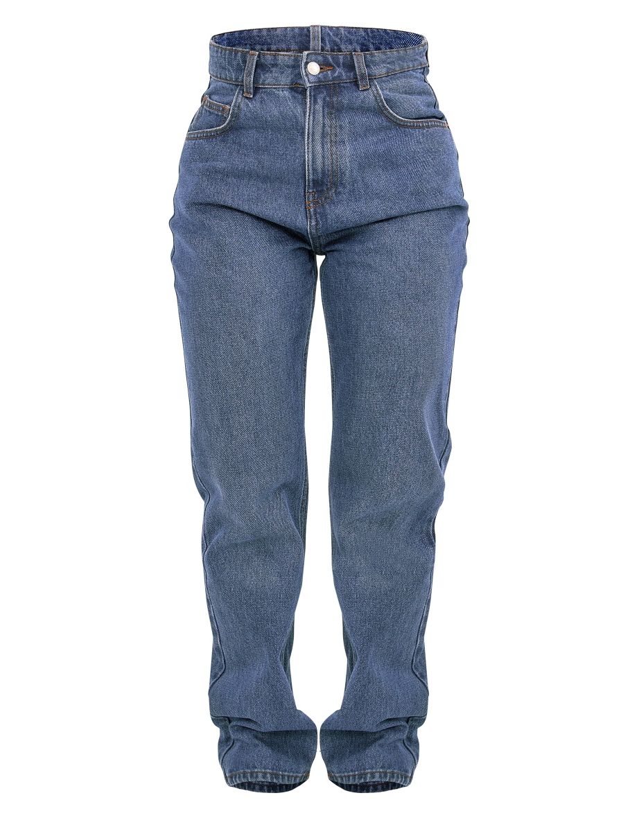 PRETTYLITTLETHING Mid Blue Wash High Rise Straight Leg Jeans - 4