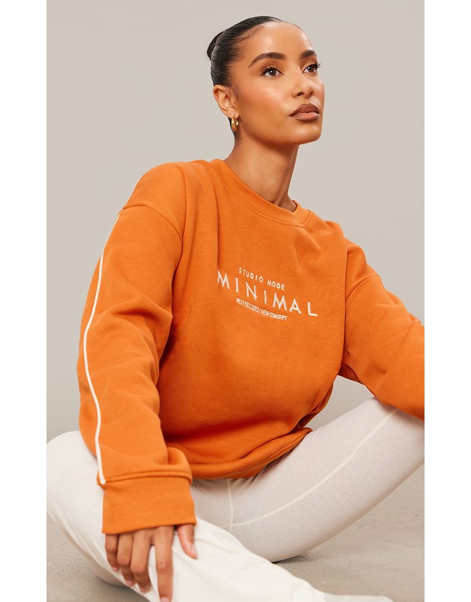 Rust Minimal Embroidered Sweatshirt