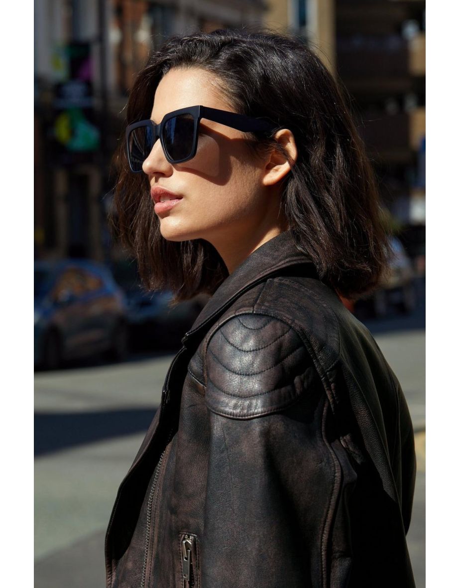 Real Leather Washed Biker Jacket - 3