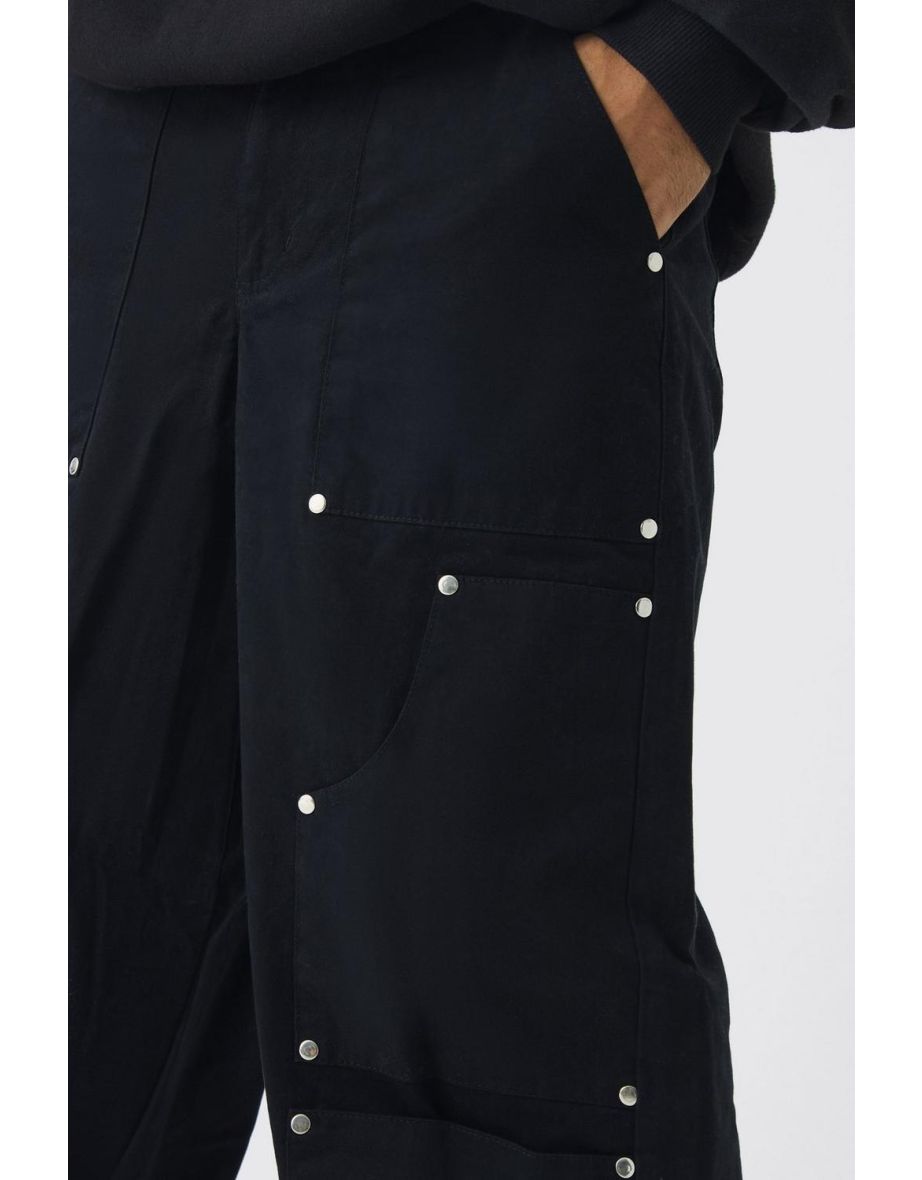 Twill Elasticated Waist Baggy Carpenter Trousers - 2