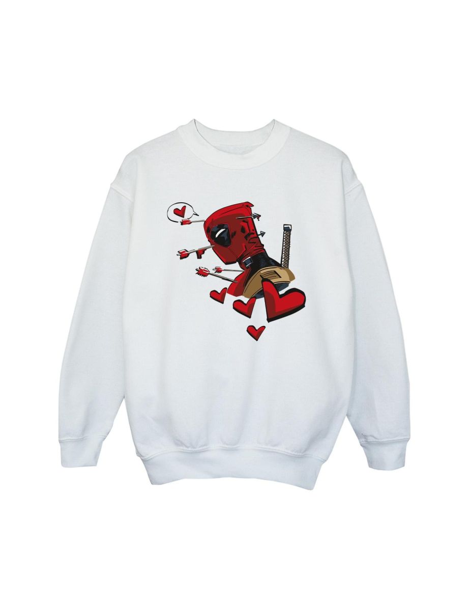 Marvel Girls Deadpool Love Arrow Sweatshirt - White