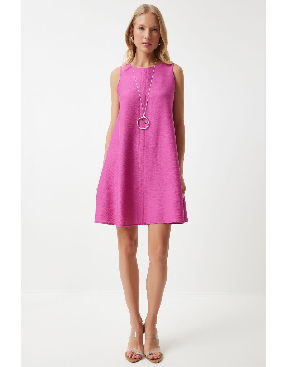 Women's Dark Pink Summer Woven A-Line Dress