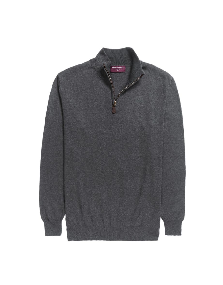 Brook Taverner Mens Dallas Zip-Neck Sweater - Charcoal