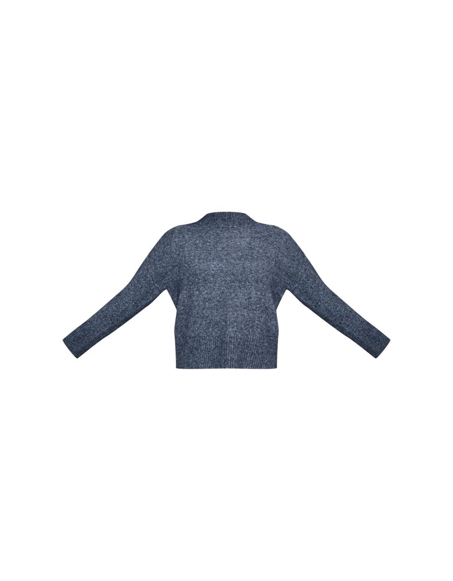 Charcoal Blue Luxe Knit High Neck Open Back Jumper - 4