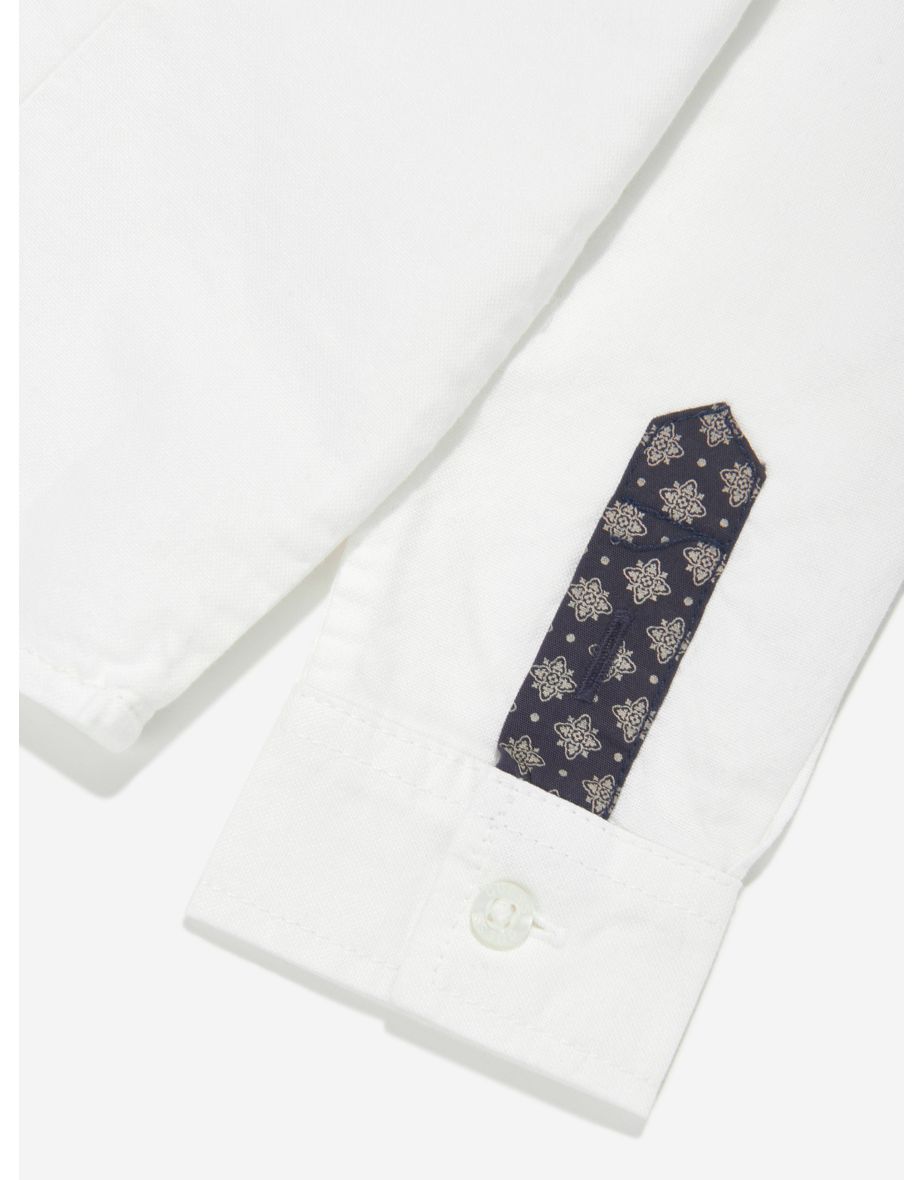 Boys Long Sleeve Oxford Shirt in White - 3