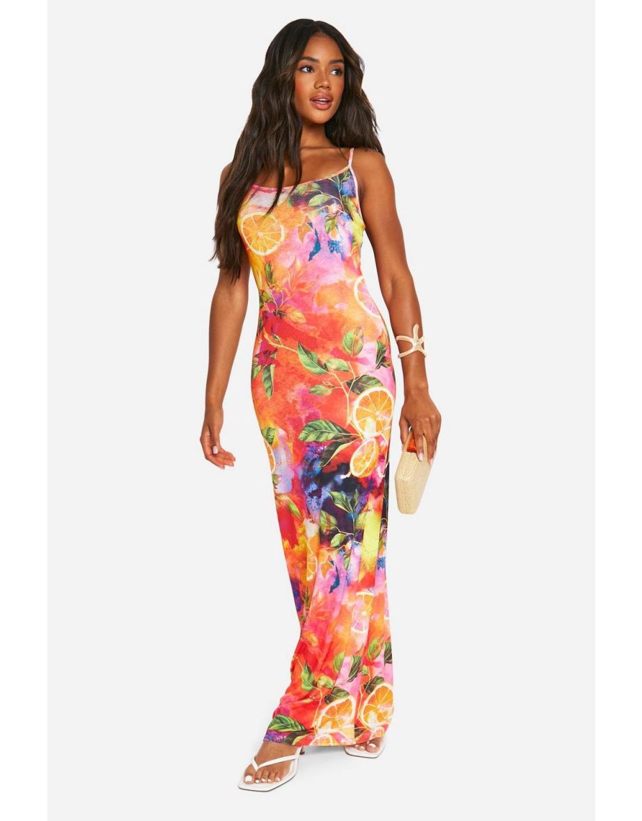 Fruit print maxi dress best sale