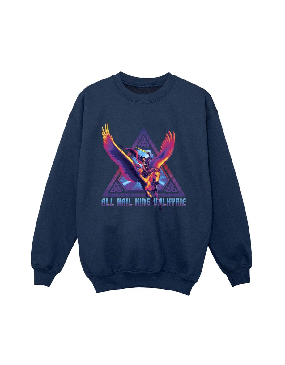 Marvel Boys Thor Love And Thunder Valkyrie Sweatshirt - Navy Blue - 1