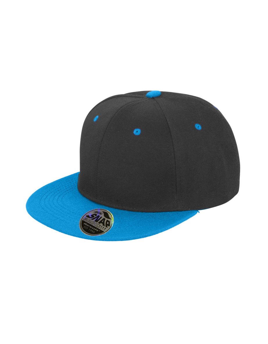 Result Unisex Core Bronx Original Flat Peak Snapback Dual Colour Cap - Black/Azure Blue