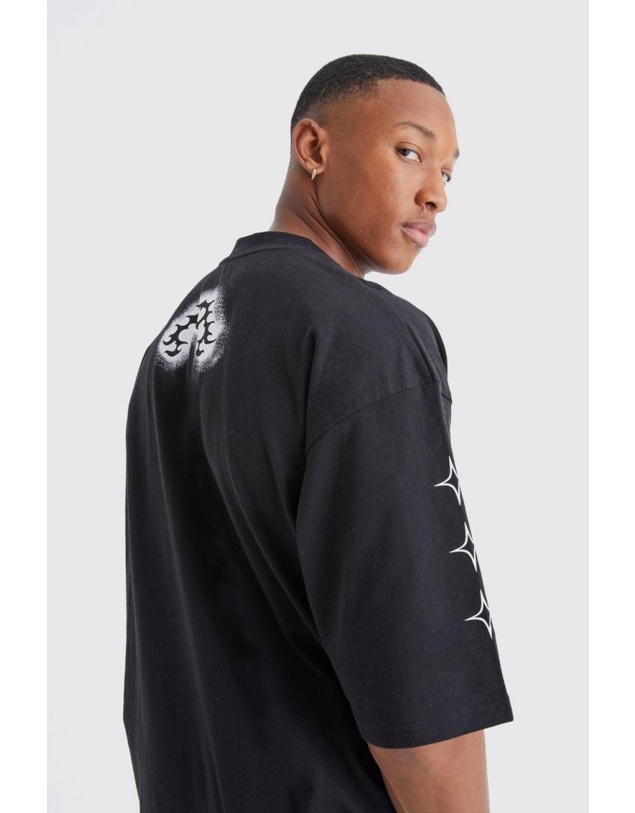 Oversized Boxy Half Sleeve Worldwide T-shirt - black - 2