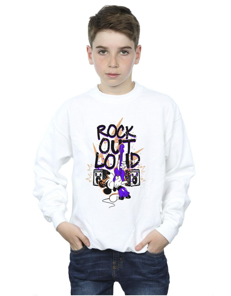 Disney Boys Mickey Mouse Rock Out Loud Sweatshirt - White