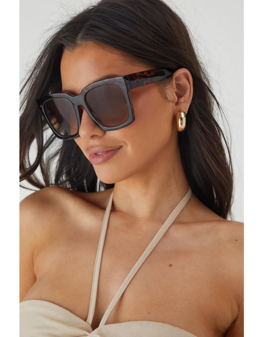 Dark Tortoise Shell Oversized Sunglasses - 1