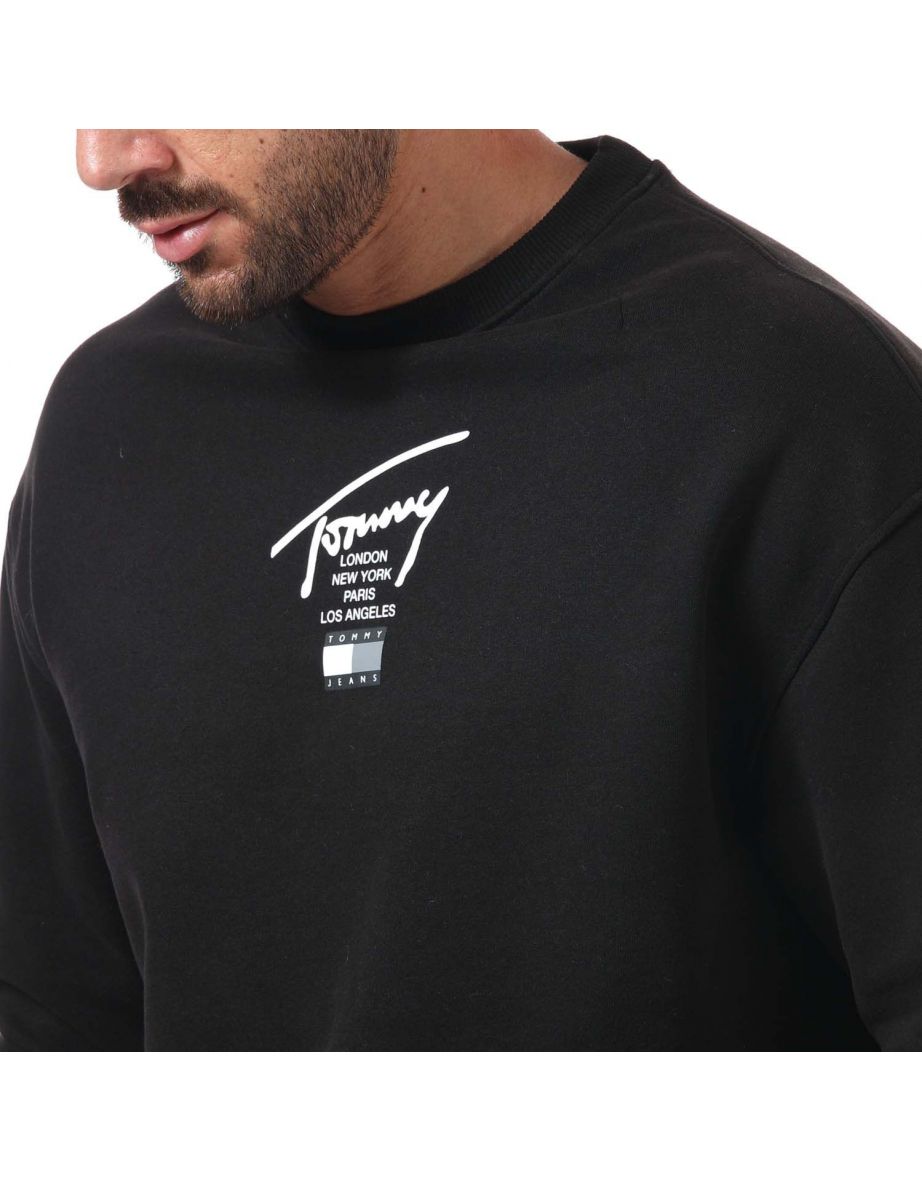 Men's Tommy Hilfiger Modern Essential Signature Logo Sweatshirt in Black - 5