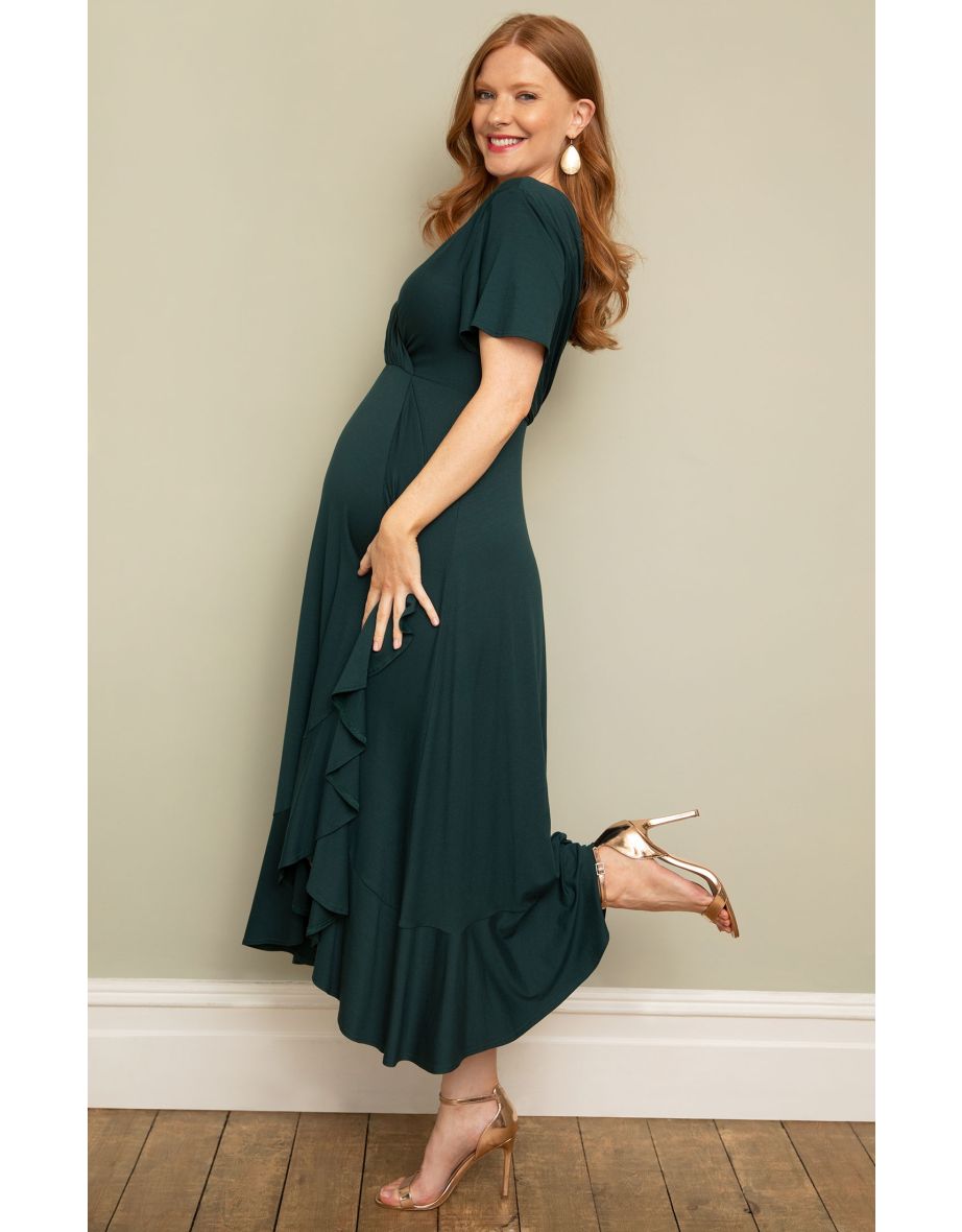 Waterfall Midi Dress Deep Green - 4