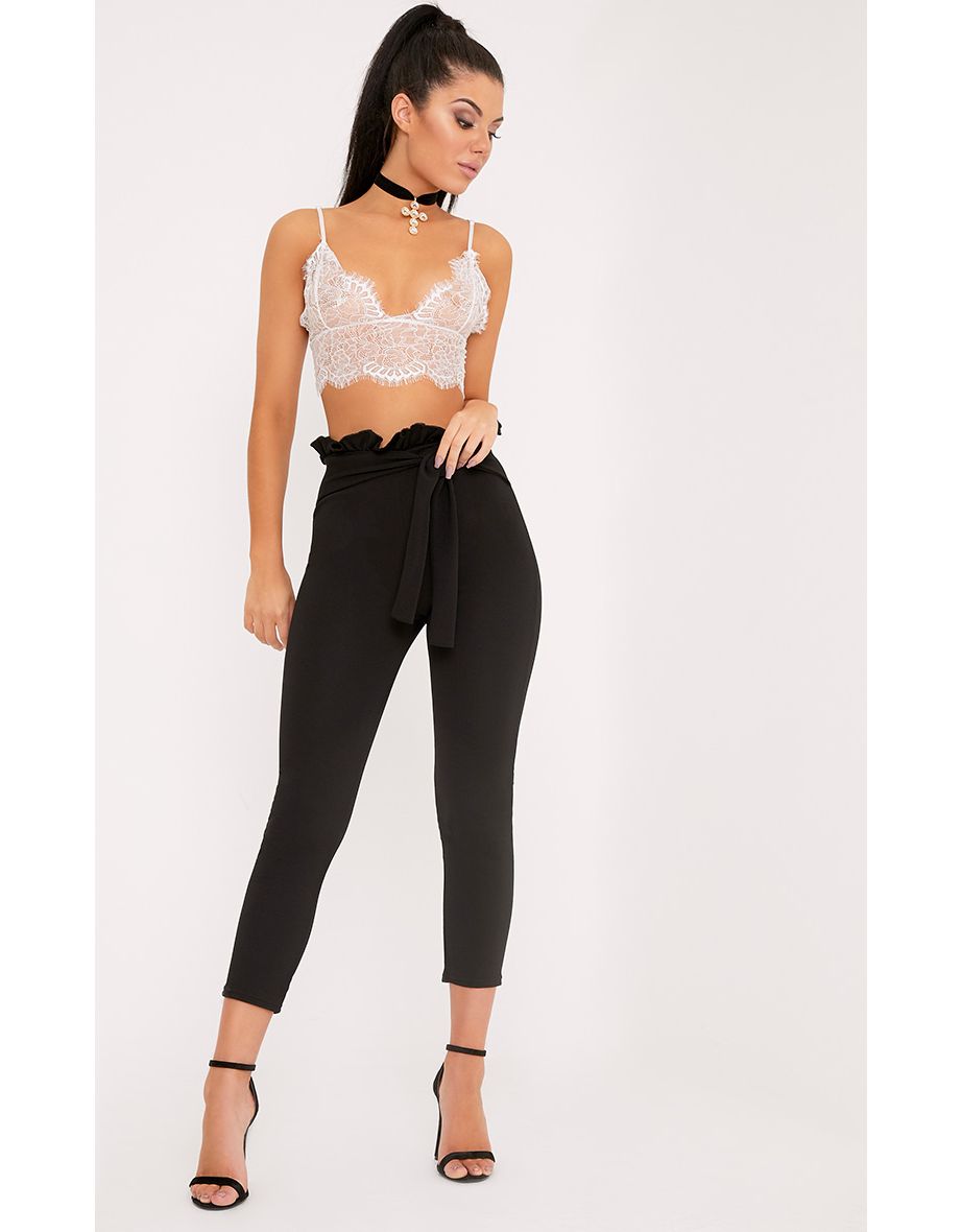 black skinny paperbag trousers