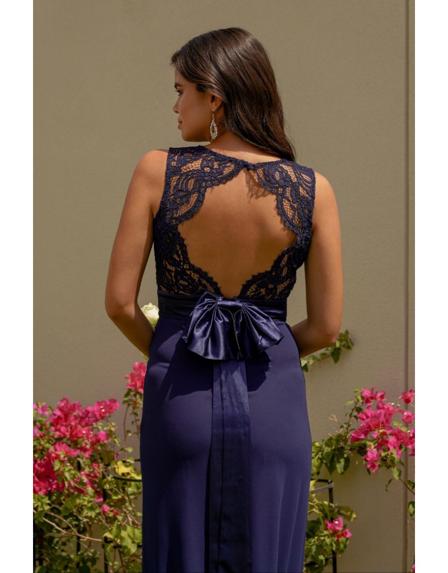 TFNC Halannah Lace Sleeveless Navy Maxi Dress - 3