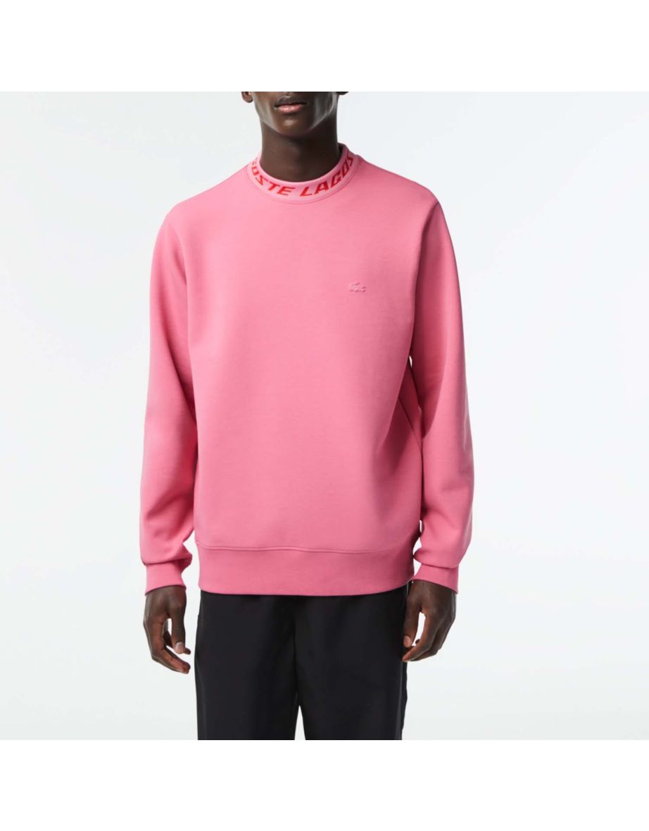 Men's Lacoste Double Sided Logo Collar Sweatshirt in Pink