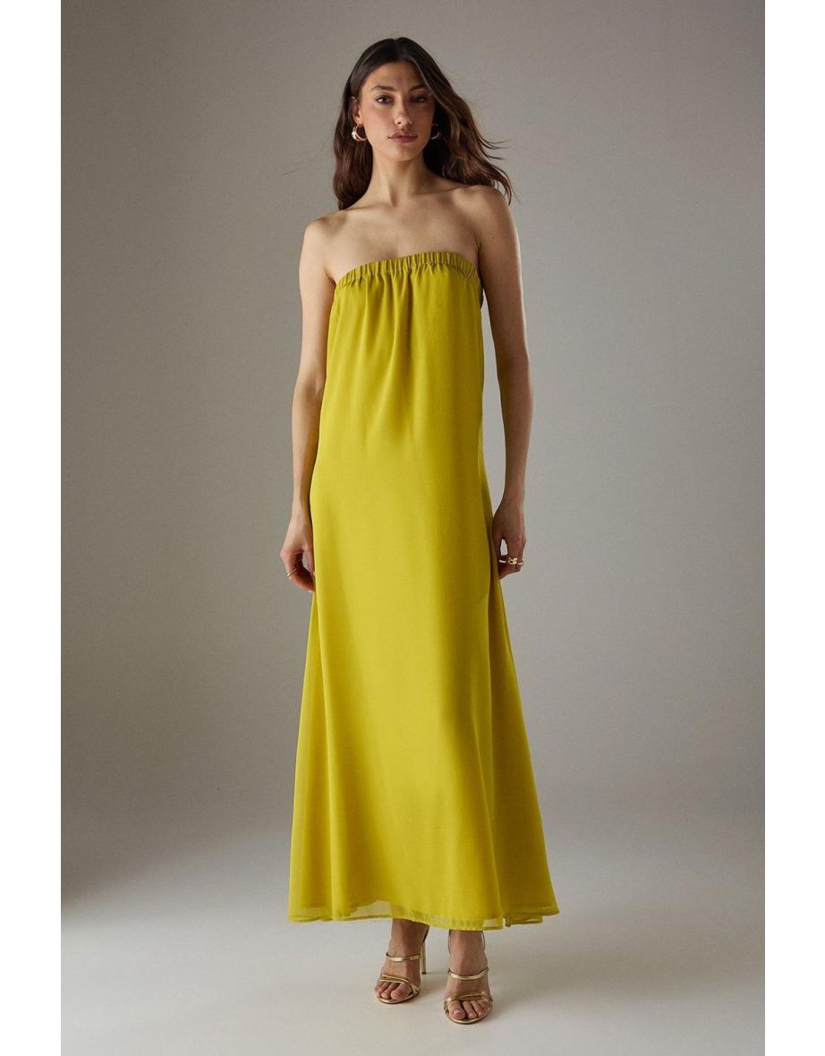 Yoryu Chiffon Elasticated Back Bandeau Maxi Dress