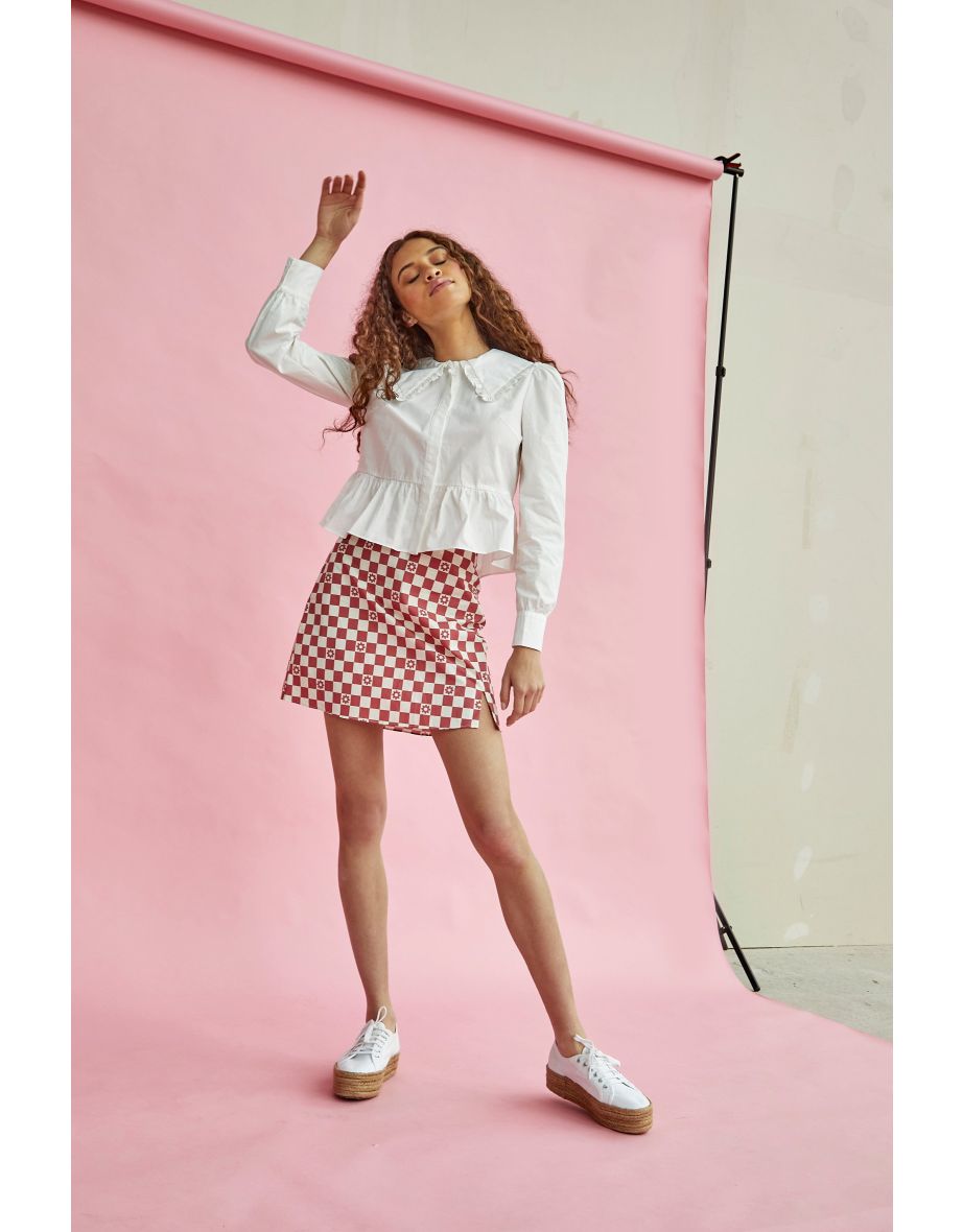 Glamorous Off White Scalloped Hem Babydoll Top - 2