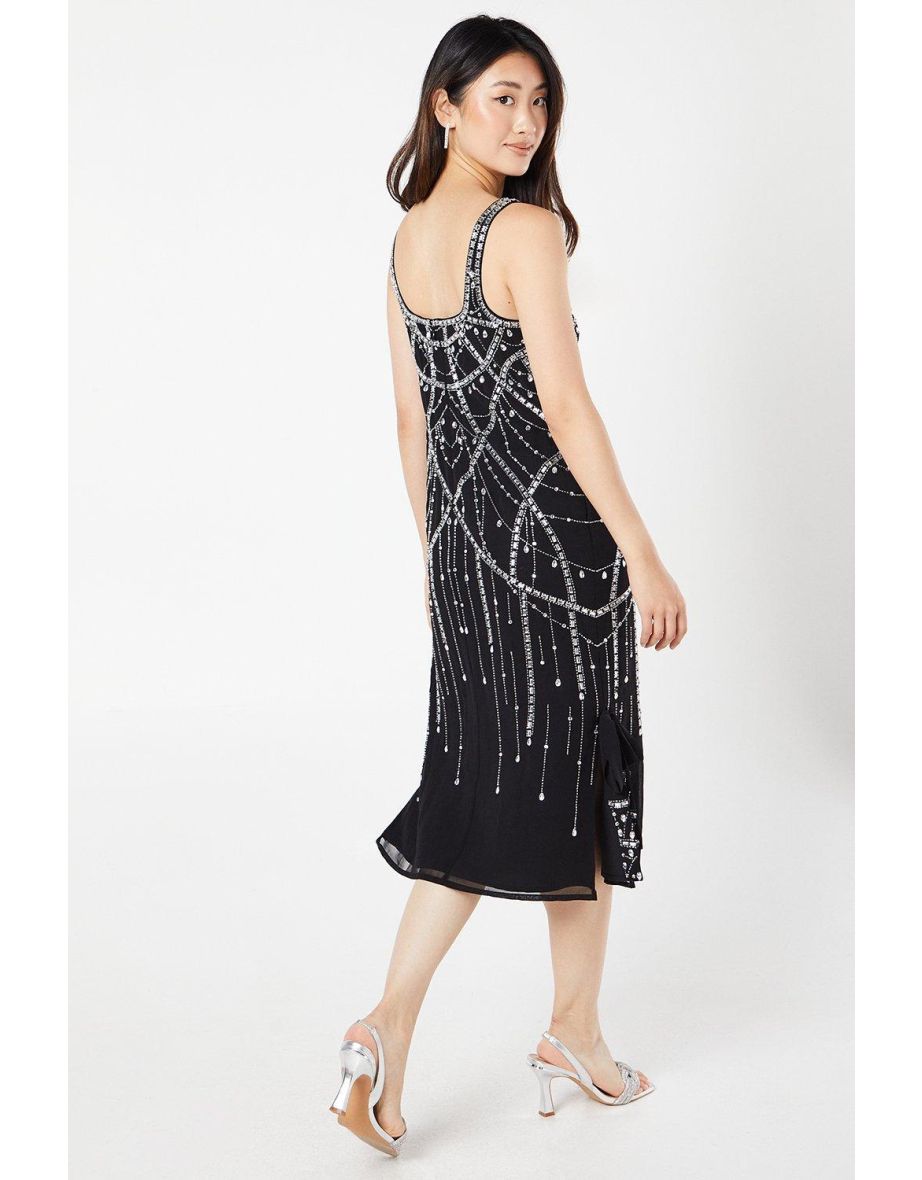 Hand Embellished Chandelier Sequin Midi Dress - 3