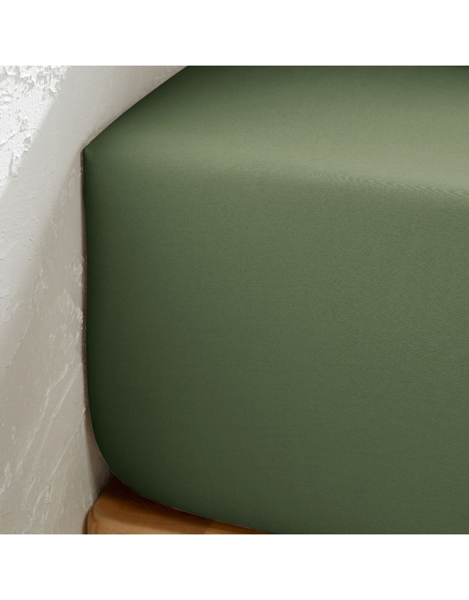 Victor Plain 100% Washed Cotton Satin 300 Thread Count Fitted Sheet - 2