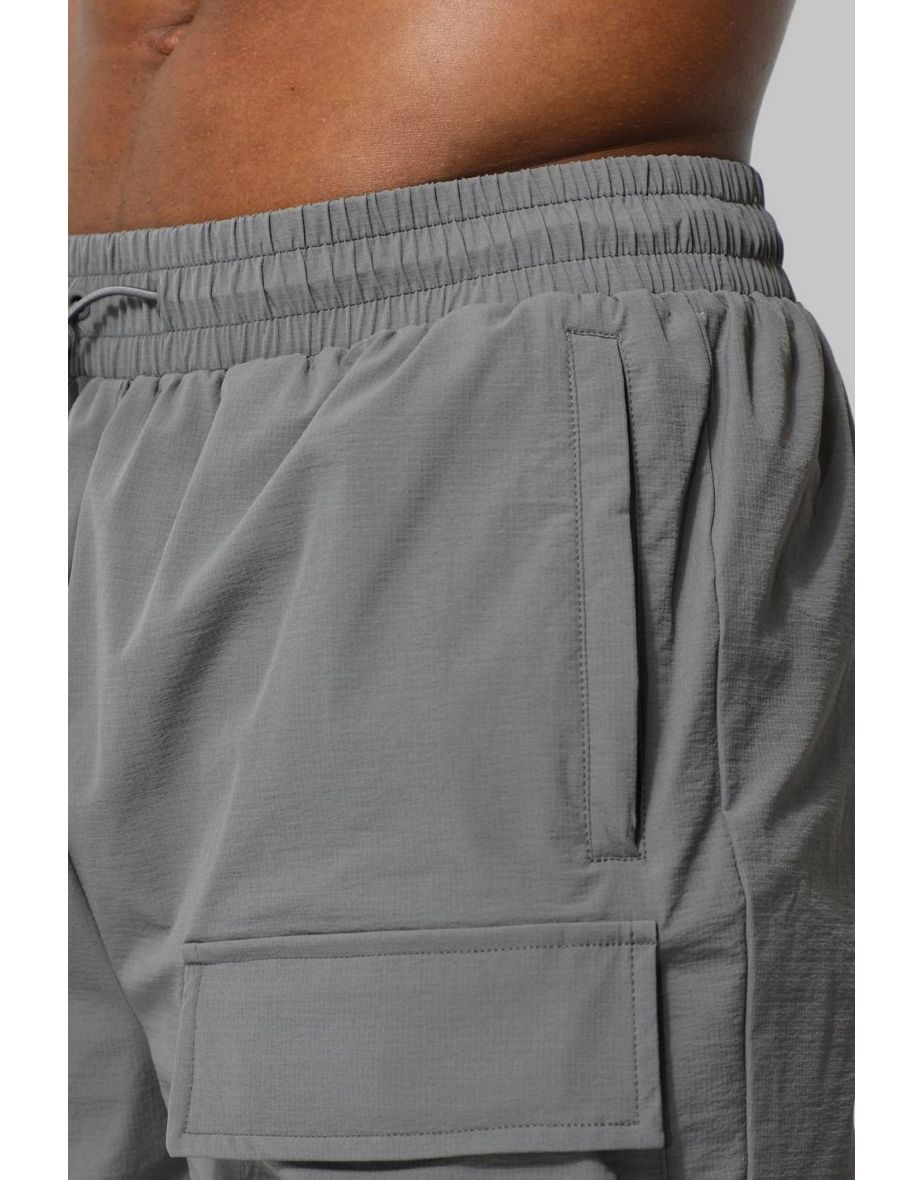 Man Active Stretch Nylon Cargo Training Dept Shorts - charcoal - 2