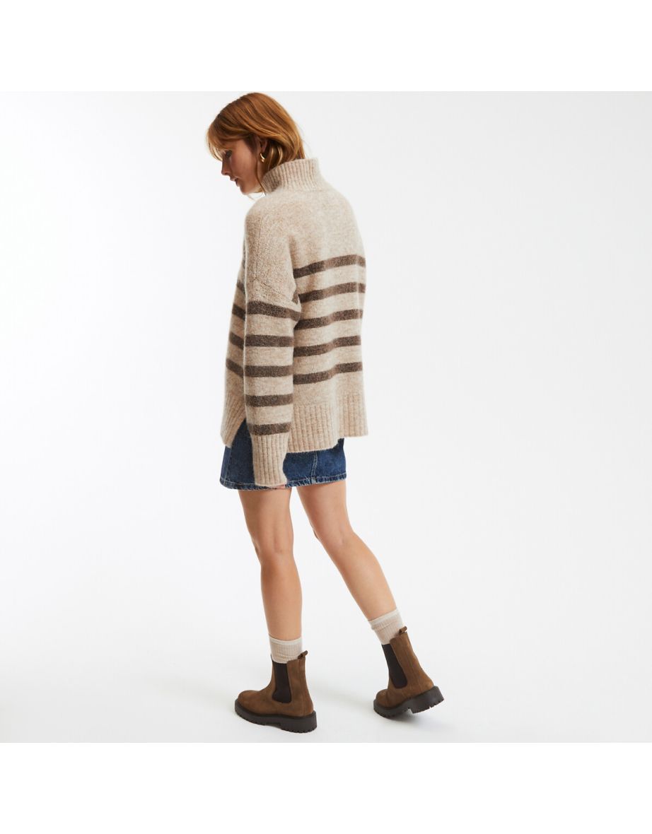 Striped Turtleneck Jumper/Sweater in Recycled Wool Mix - 3
