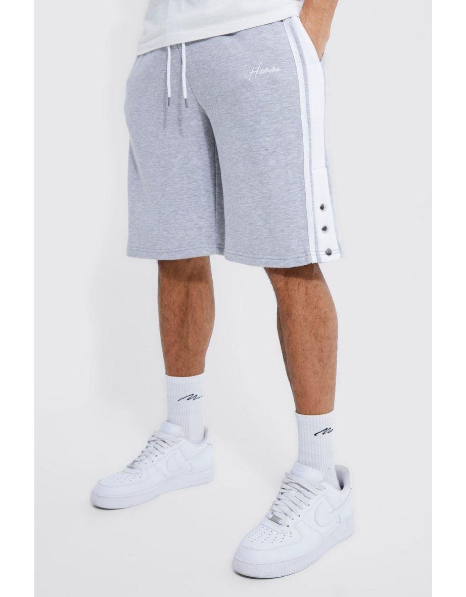 Adidas originals tape hot sale shorts grey