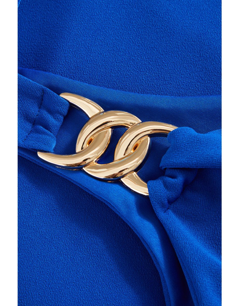 Royal Blue Gold Chain Bodysuit - 5