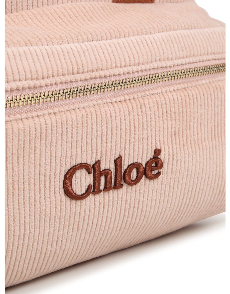 Chloé Girls Corduroy Backpack in Pink (36cm) - 3