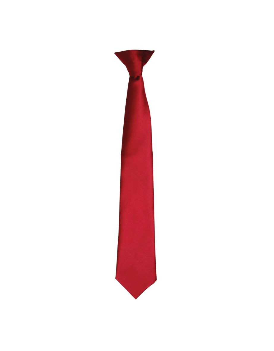 Premier Colours Mens Satin Clip Tie - Burgundy