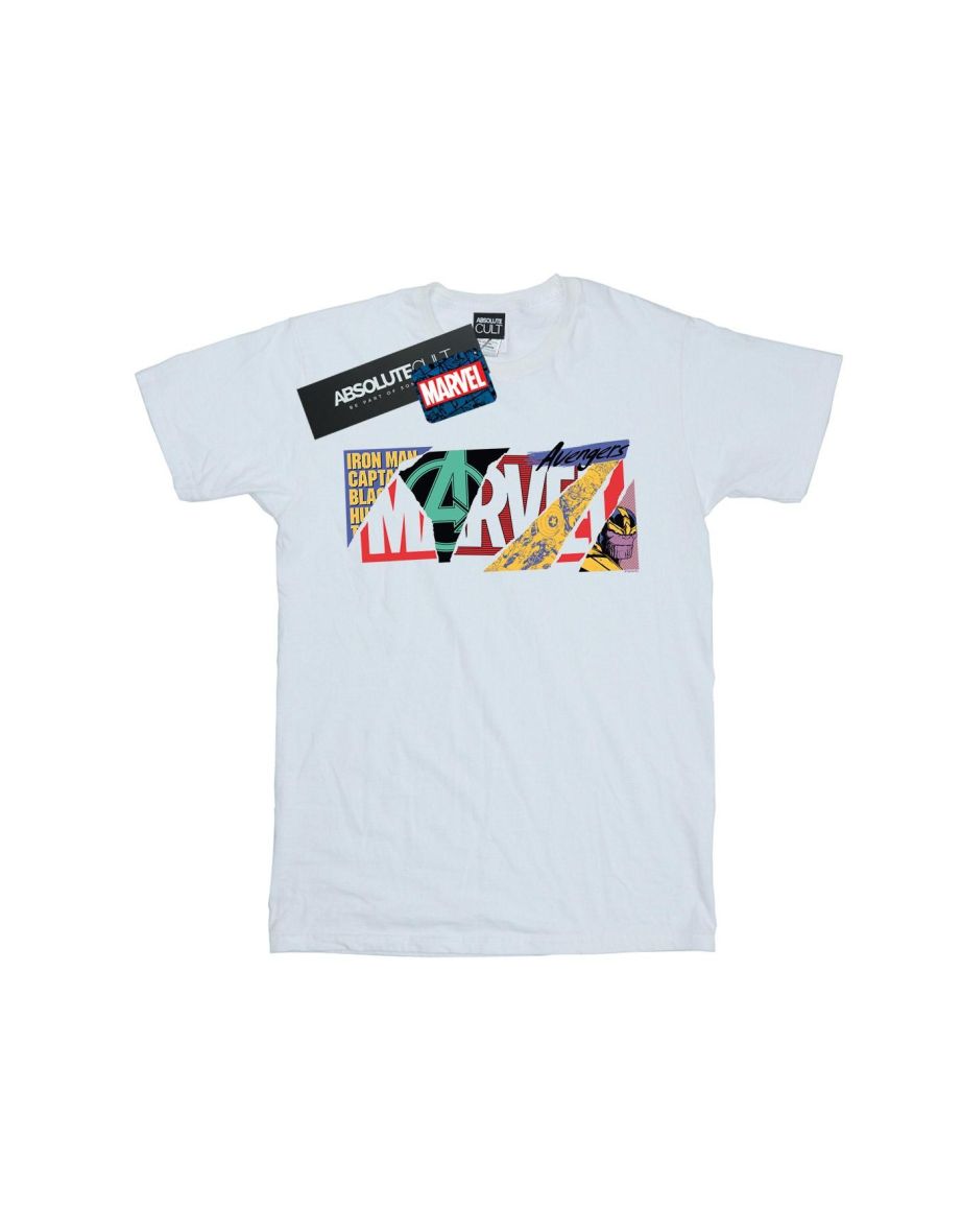 Marvel Womens/Ladies Collage Logo Cotton Boyfriend T-Shirt - White - 1