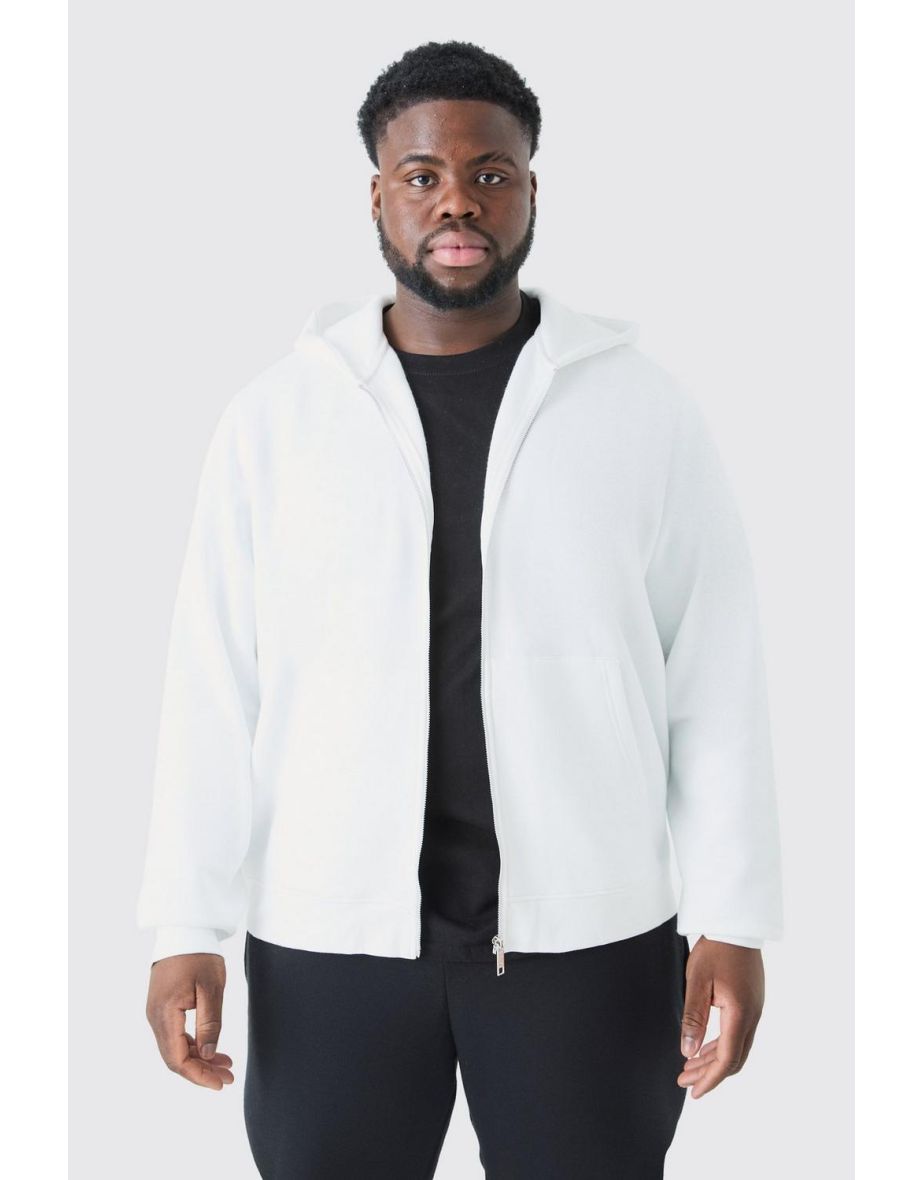 Plus Basic Zip Through Hoodie In White - white