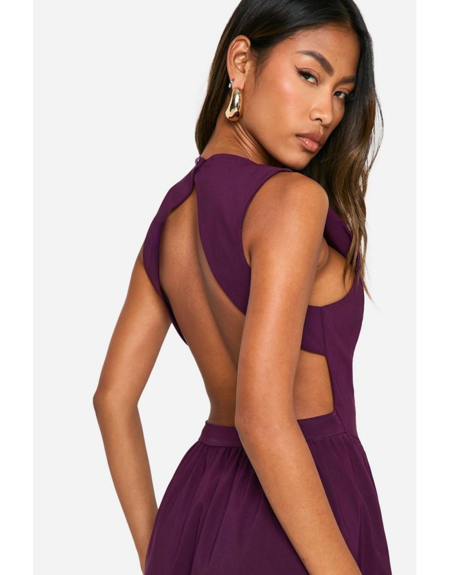bengaline open back midaxi skater dress - 3