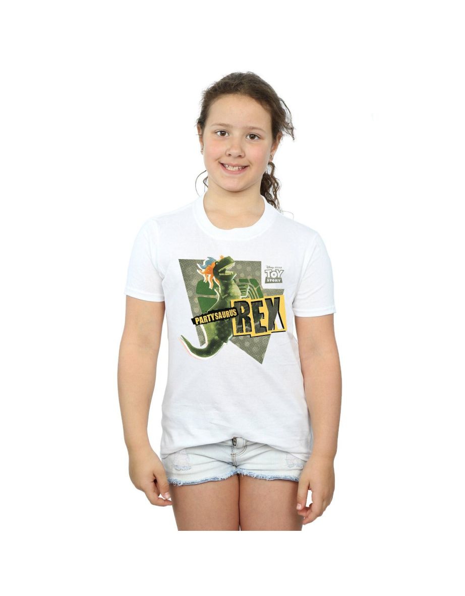 Disney Girls Toy Story Partysaurus Rex Cotton T-Shirt - White