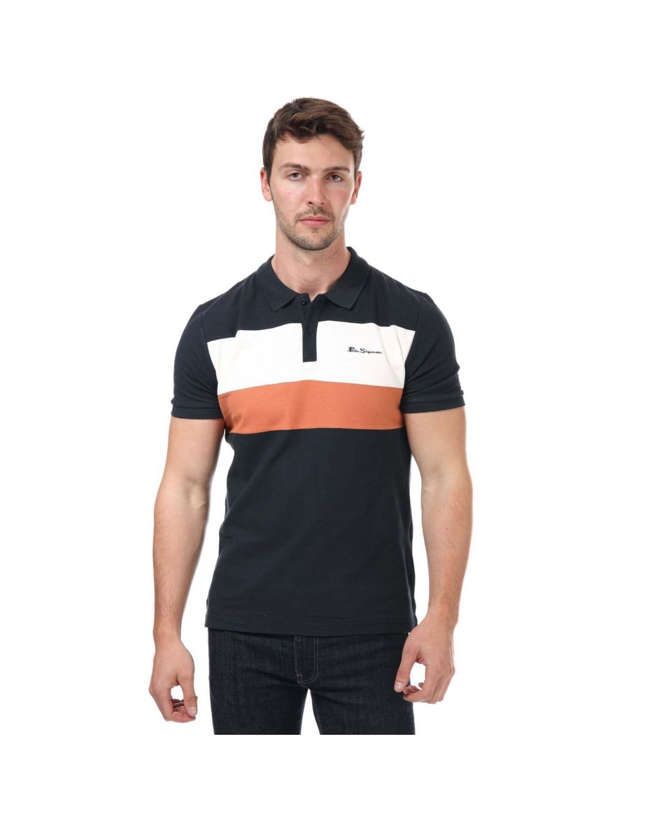 Men's Ben Sherman Colour Block Polo Shirt in Blue
