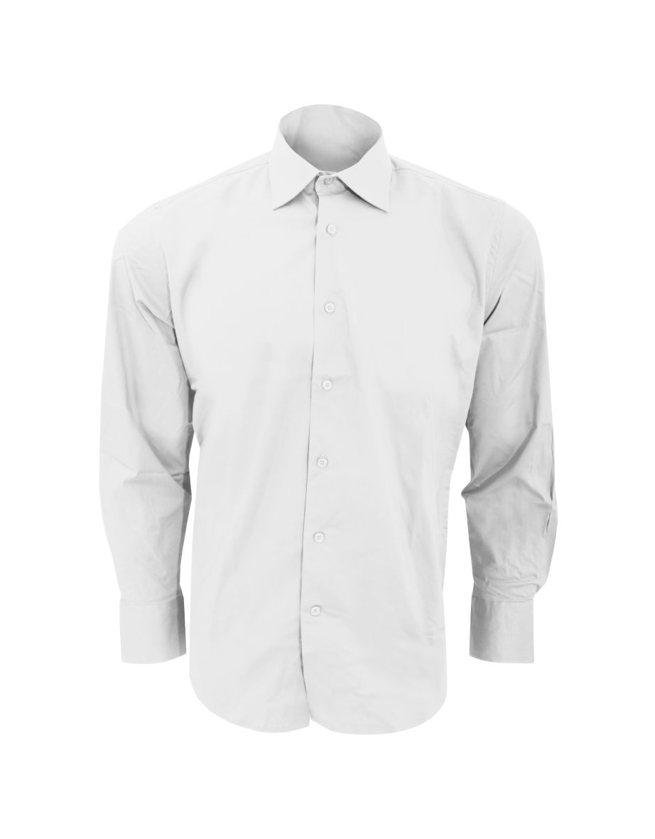 SOLS Mens Brighton Long Sleeve Fitted Work Shirt - White