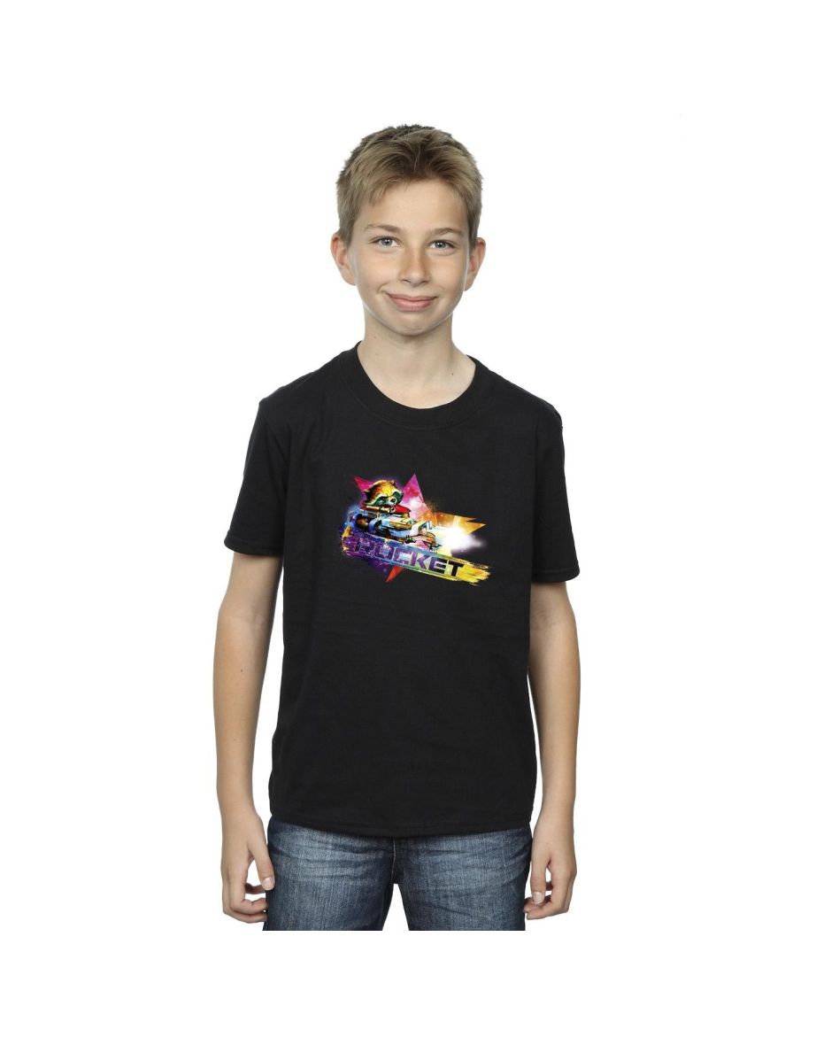 Marvel Boys Guardians Of The Galaxy Abstract Rocket Raccoon T-Shirt - Black