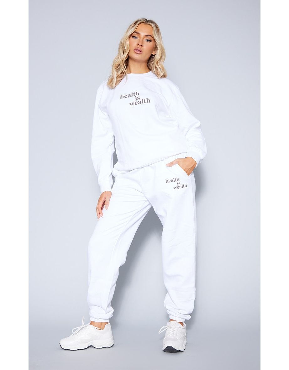 Prettylittlething White High Waisted Sweatpants