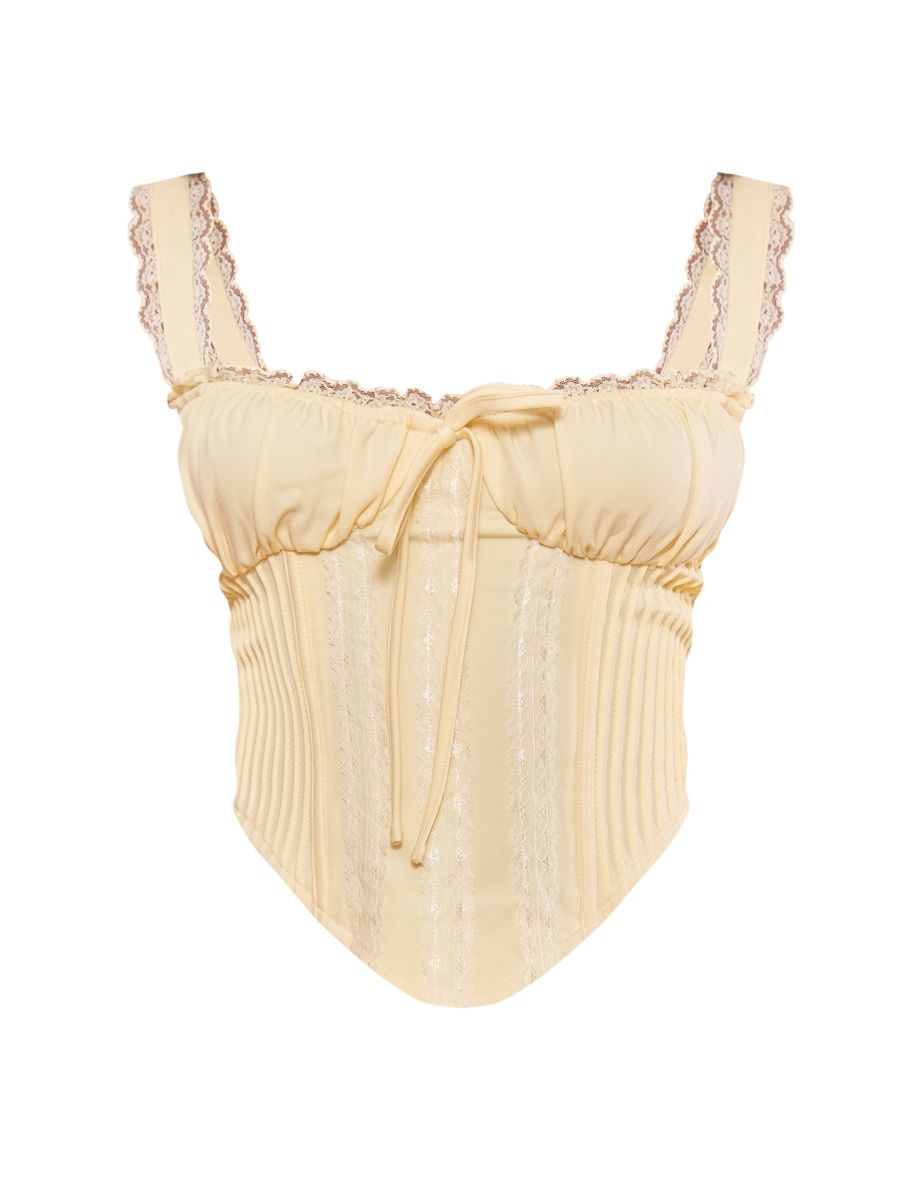 Petite Lemon Woven Corset With Lace Trims - 4