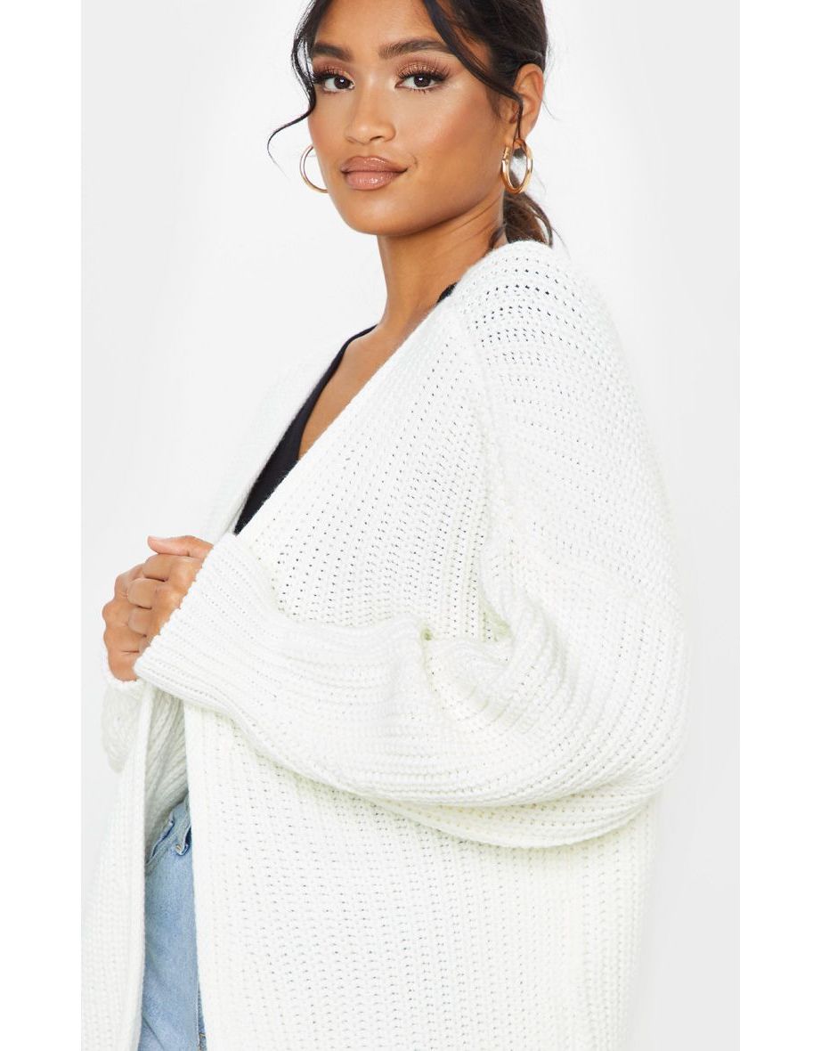 Cream Chunky Knit Slouchy Cardigan - 3