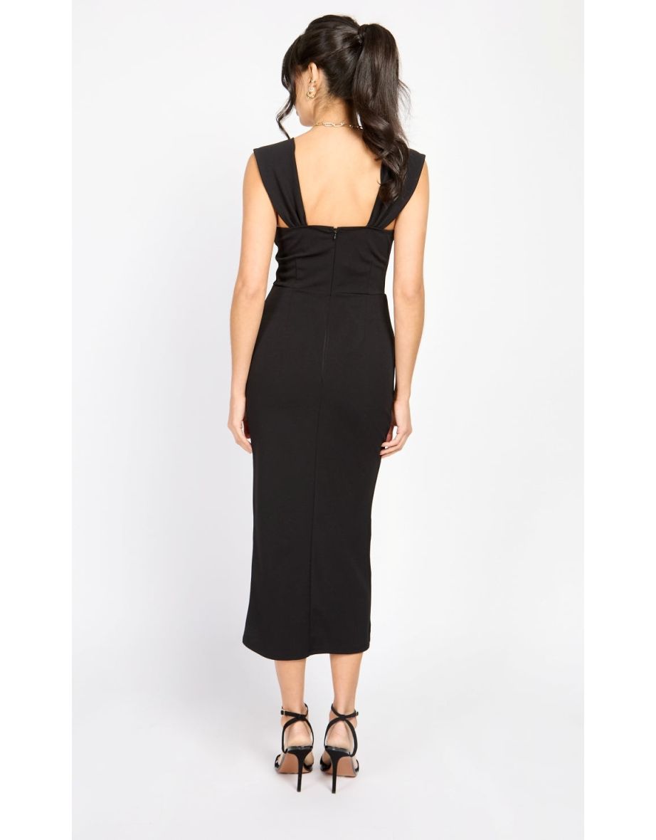 Black Corset Midi Dress by Chloe Lewis - 3