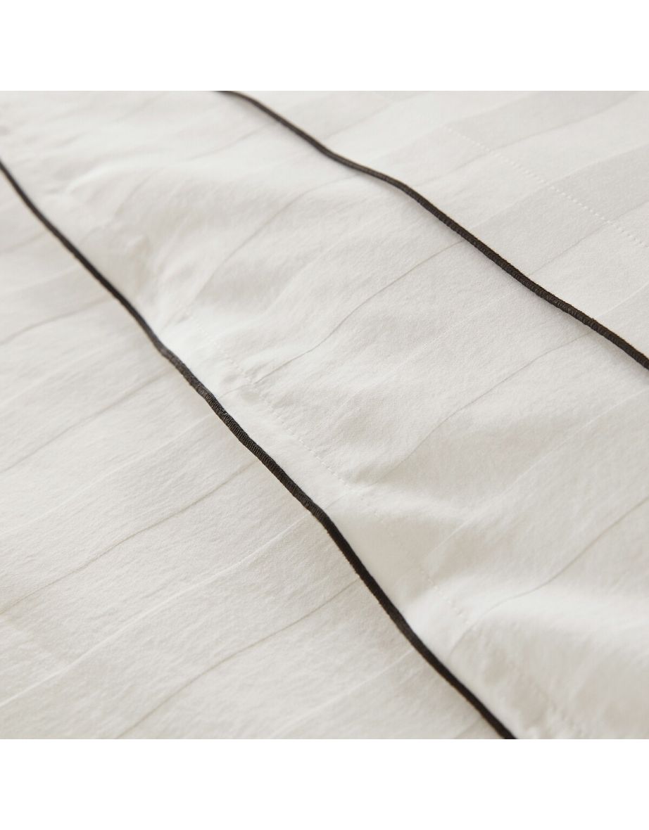 Victor Striped 100% Washed Cotton Satin 300 Thread Count Flat Sheet - 5
