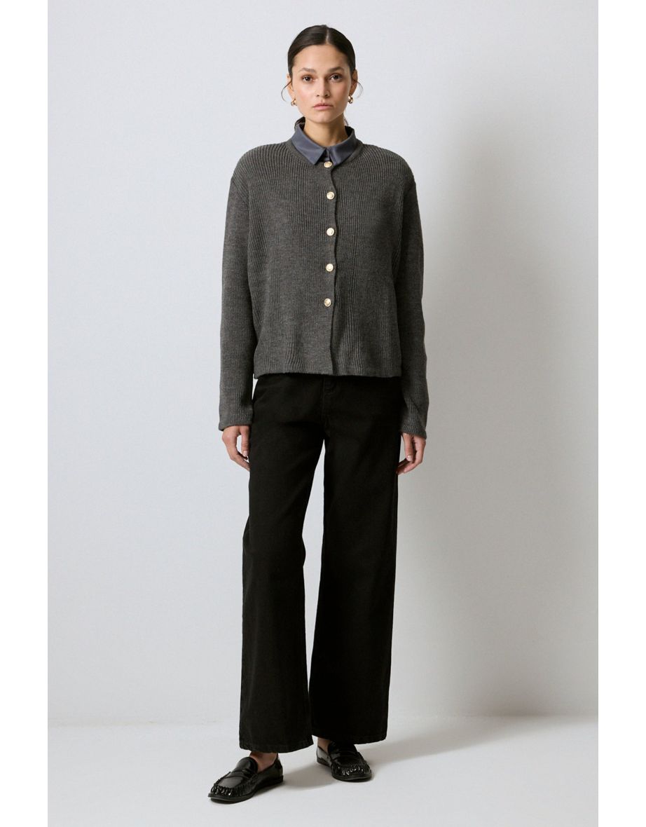 SHORT CARDIGAN WITH GOLD BUTTONS