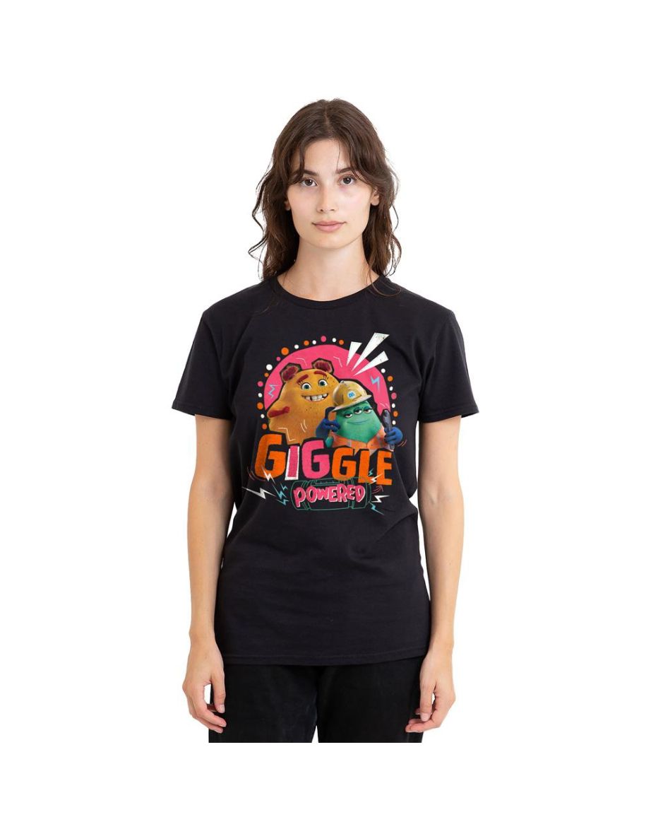 Monsters at Work Unisex Adult Giggle Powered Val & Cutter T-Shirt - Black