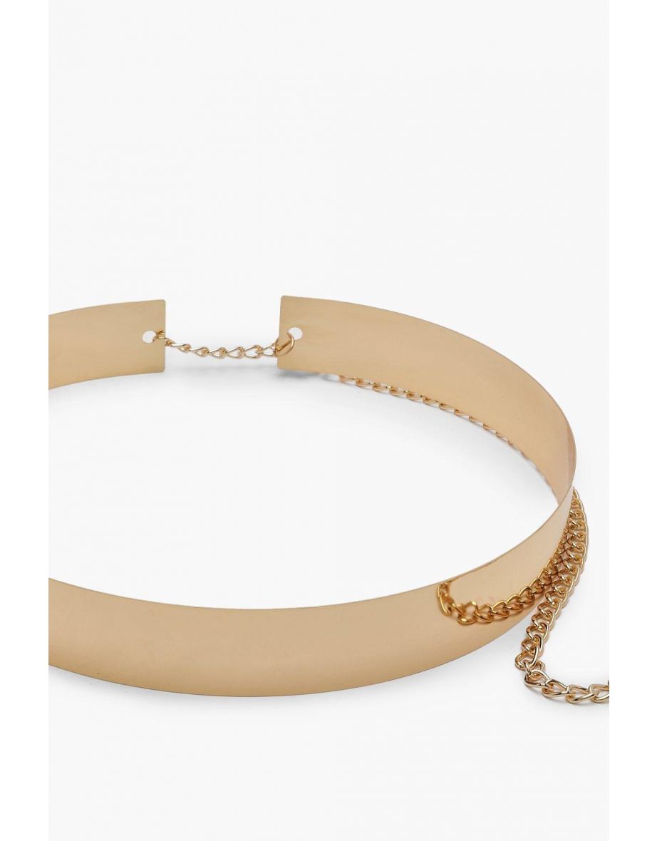 Metal Chunky Waist Belt - gold - 1