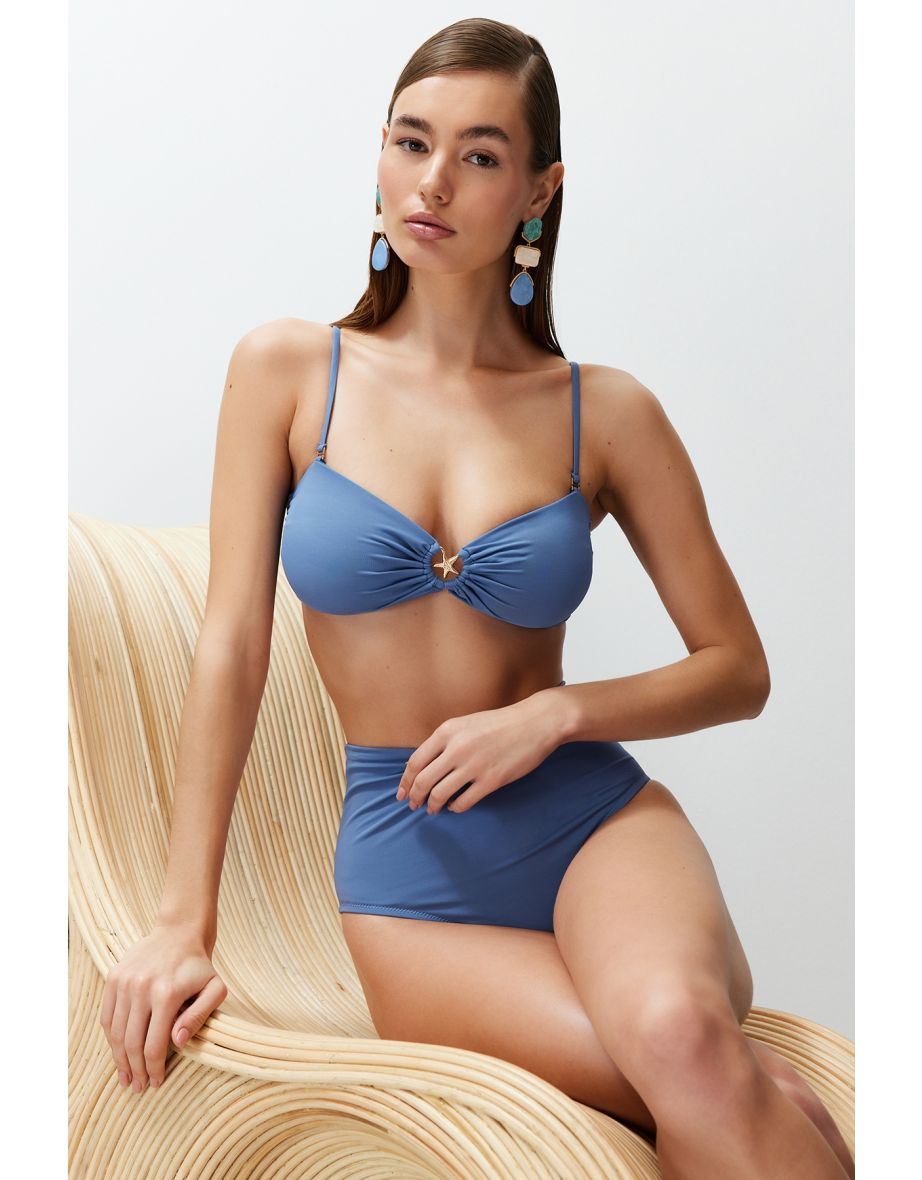 Strapless Bikini Top with Blue Accessories