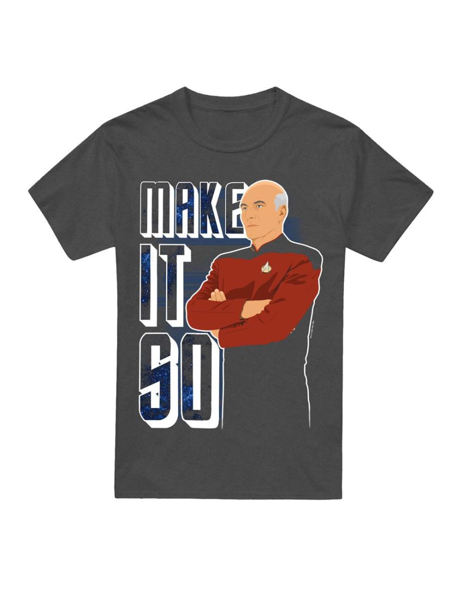 Star Trek: The Next Generation Unisex Adult Make It So T-Shirt - Charcoal