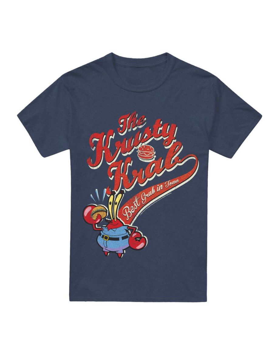 SpongeBob SquarePants Unisex Adult The Krusty Krab T-Shirt - Navy
