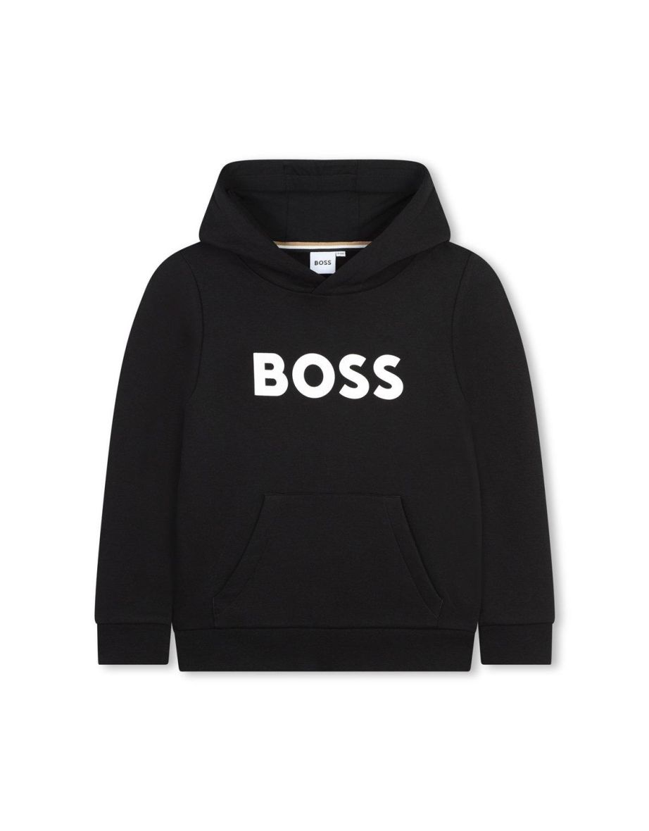 Hugo Boss Boys Large Logo Pullover Hoodie Black